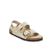 Birkenstock Milano Big Buckle High Shine Natural/Patent Leather Ecru Sandals