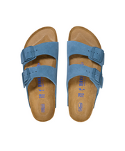 Birkenstock Arizona Suede Leather Elemental Blue Soft Footbed Sandals