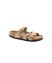 Birkenstock Franca Nubuck Leather Sandcastle Soft Footbed Sandals
