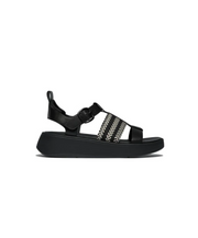 FitFlop F-Mode V-Weave Leather Fisherman Sandal Black Mix