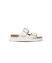 Fitflop Gen FF Buckle Two Bar Leather Slides Urban White
