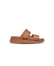 Fitflop Gen FF Buckle Two Bar Leather Slides Light Tan