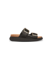 Fitflop Gen FF Buckle Two Bar Leather Slides Black