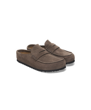 Birkenstock Naples Wrapped Suede Leather Concrete Grey Clogs