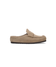 Birkenstock Naples Wrapped Suede Leather Taupe Clogs