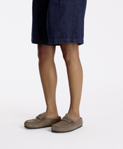 Birkenstock Naples Wrapped Suede Leather Concrete Grey Clogs