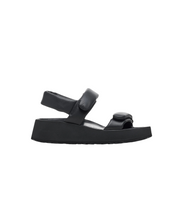 Papillio Theda Exquisite Smooth Leather Black Platform Wedge Sandals
