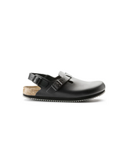 Birkenstock Tokio Leather Black Supergrip Clogs