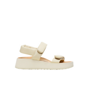 Papillio Theda Exquisite Smooth Leather Ecru Platform Wedge Sandals