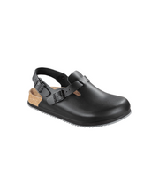 Birkenstock Tokio Leather Black Supergrip Clogs