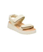 Papillio Theda Exquisite Smooth Leather Ecru Platform Wedge Sandals