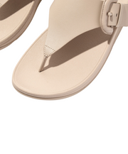 FitFlop Lulu Covered Buckle Raw Edge Leather Toe Thong Beige