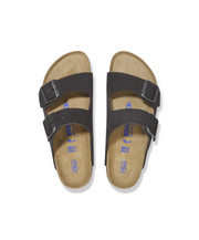 Birkenstock Arizona Nubuck Leather Black Pewter Buckle Soft Footbed Sandals