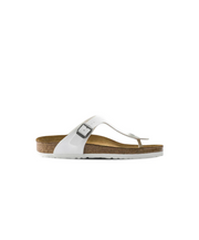 Birkenstock Gizeh Birko-Flor White Pewter Buckle Sandals