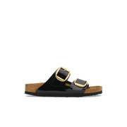 Birkenstock Arizona Big Buckle Birko-Flor Black Patent/Gold Buckle Sandals