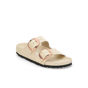 Birkenstock Arizona Big Buckle Exquisite High Shine Natural Patent Leather Ecru Sandals