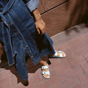 Birkenstock Arizona Big Buckle High Shine Natural/Patent Leather Baby Blue Sandals