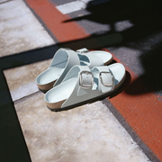 Birkenstock Arizona Big Buckle High Shine Natural/Patent Leather Baby Blue Sandals