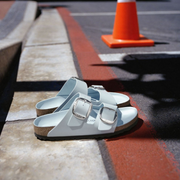 Birkenstock Arizona Big Buckle High Shine Natural/Patent Leather Baby Blue Sandals