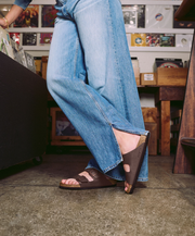 Birkenstock trendy brown dual strap sandals