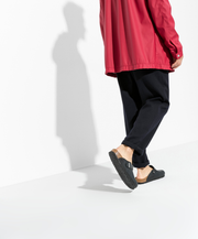 Matte Black Oiled Leather Look Open-back Cork Base for Comfort and Support Clogs