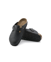 Matte Black Oiled Leather Look Open-back Cork Base for Comfort and Support Clogs