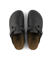 Matte Black Oiled Leather Look Open-back Cork Base for Comfort and Support Clogs