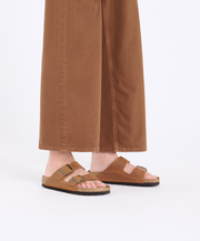 Dual Strap Adjustable Cork Bottom Sandals Timeless Warm Brown