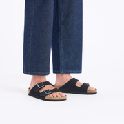 Birkenstock Arizona Corduroy Embossed Suede Leather Midnight Sandals