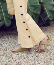 Everyday Comfortable and Breathable Sandals Khaki Pale Green with Cork Base
