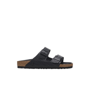 birkenstock black leather embossed sandals