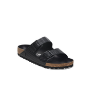 birkenstock black leather embossed sandals