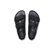 birkenstock black leather embossed sandals