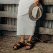 Birkenstock Arizona Suede Leather Carafe Tonal Footbed Sandals