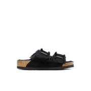 Birkenstock Arizona Suede Leather Shearling Black Sandals