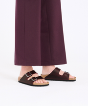 Oiled Zinfandel Leather Sandals Cork Base 