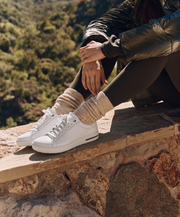 Comfortable Classic White Sneakers made with Natural Leather and the Signature Cork Base