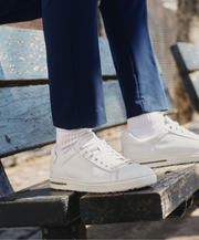 Comfortable Classic White Sneakers made with Natural Leather and the Signature Cork Base