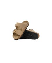 Birkenstock womens arizona sandal with big buckles in tobacco brown