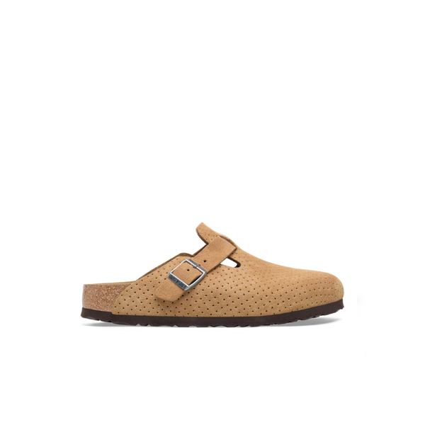 Birkenstock Suede Boston Clog in Beige with Copper Buckle 052824_JASI_JULY_N560773_0006_  main image 3
