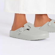 Birkenstock Boston Exquisite Natural Leather Mineral Grey Clogs