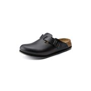 Birkenstock Boston Leather Black Supergrip Clogs