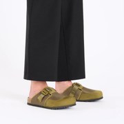 Birkenstock Boston Nova Nubuck Leather/Textile Pine Green Clogs