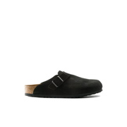 Birkenstock Boston Suede Leather Black Soft Footbed Clogs