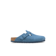 Birkenstock Boston Suede Leather Elemental Blue Soft Footbed Clogs