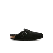 Birkenstock Boston Suede Leather Shearling Black Clogs