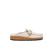 Birkenstock Buckley Corduroy Embossed Suede Leather Antique White Clogs