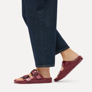 Birkenstock womens rubber sandals burgundy