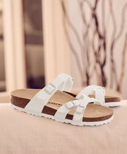 White Supportive Comfort Birkenstock Sandal White Adjustable