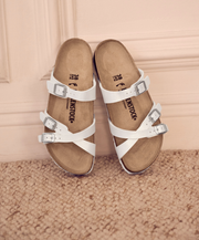 White Supportive Comfort Birkenstock Sandal White Adjustable